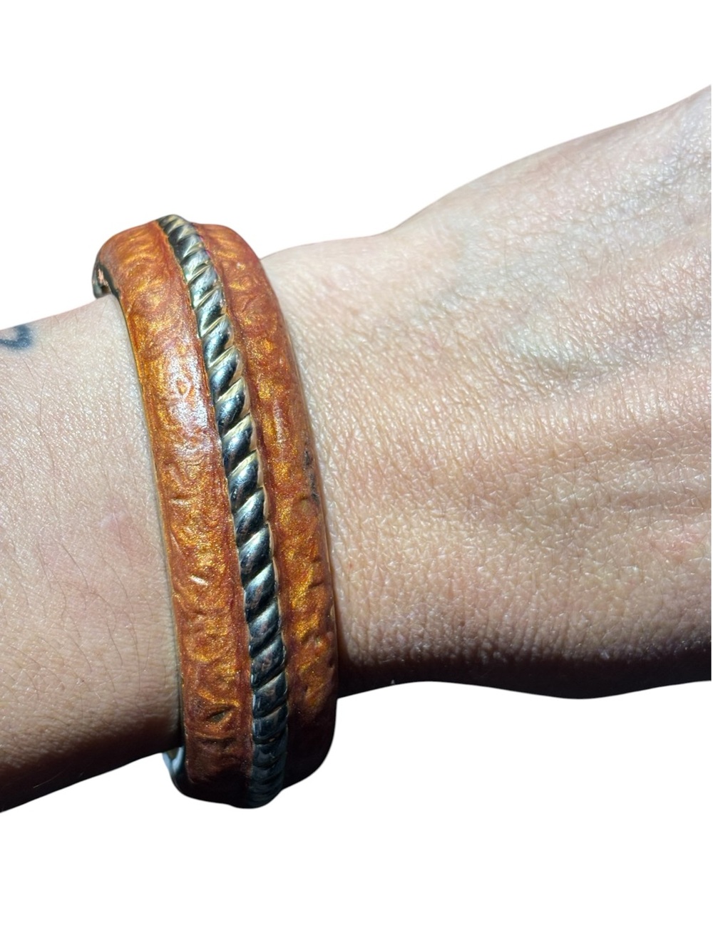 Brown Faux Leather Clapper Rope Bracelet